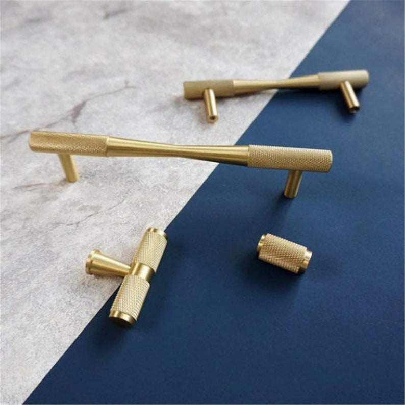Highend Knurling Handlesknurled T Bar Solid Brass Handles Etsy