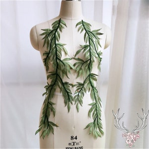 Green Leaves Vine Applique Vine Patches Forest Leave Lace Motif Embroidery Applique For DIY Project Dance Dress Jeans Wear Craft Project