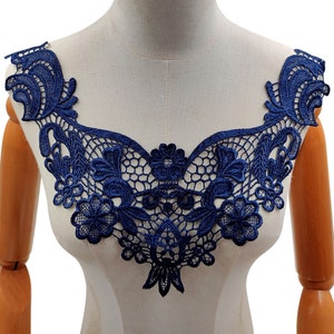 Gurpure V Neck Applique Hollow Flower Decorative Patches Floral Lace Motif Embroidery Lace Applique For DIY Wedding Dress Craft Project