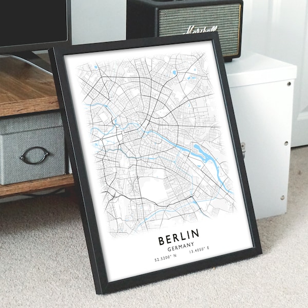 Berlin Germany, City Map, Instant Download, Map Prints, Digital Art, Digital Print, Poster, Wall Decor, Printable Wall Art, Gift Idea