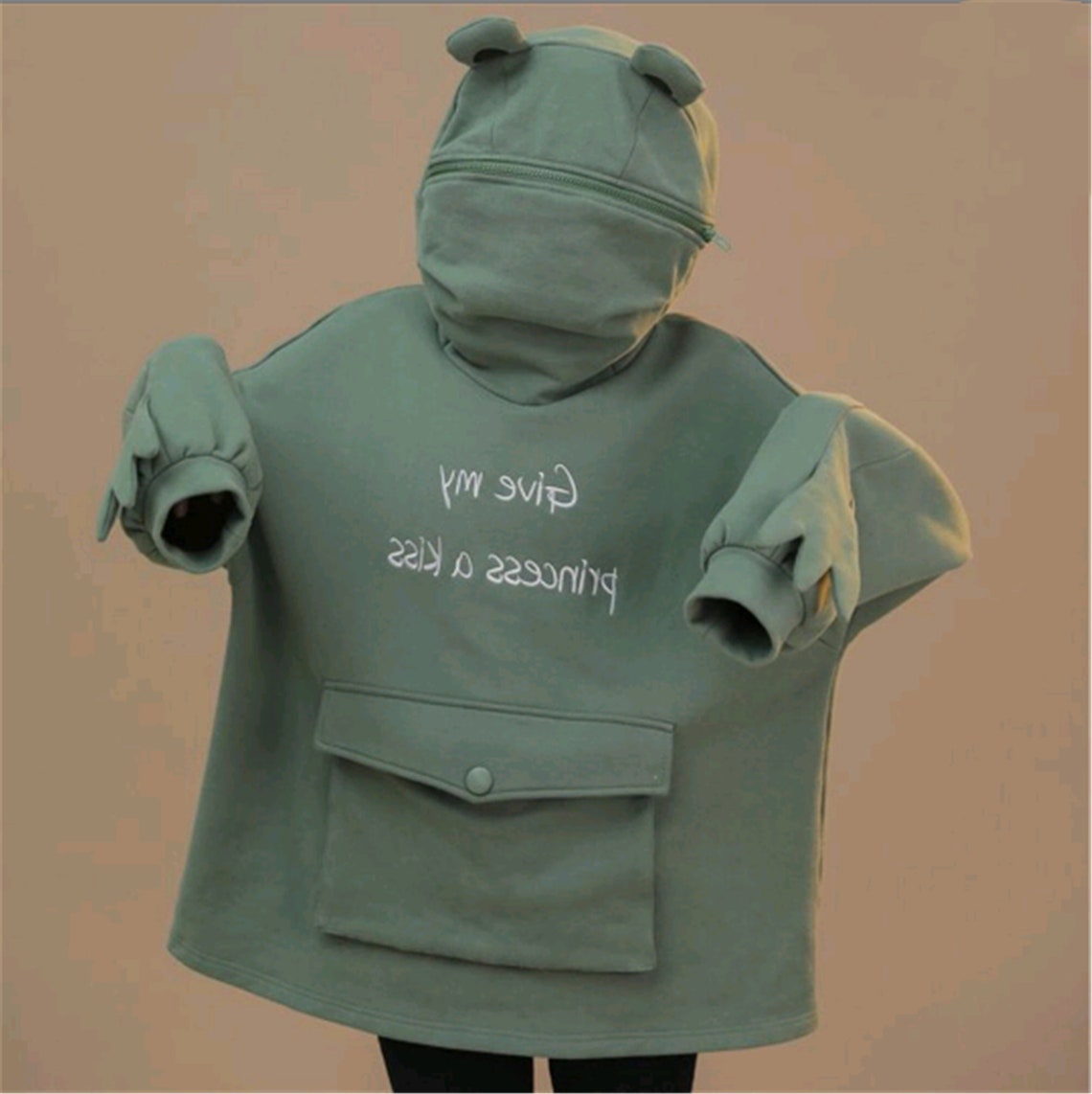 Frog Hoodie Cute Cartoon Style Sweatshirt Harajuku Kawaii - Etsy