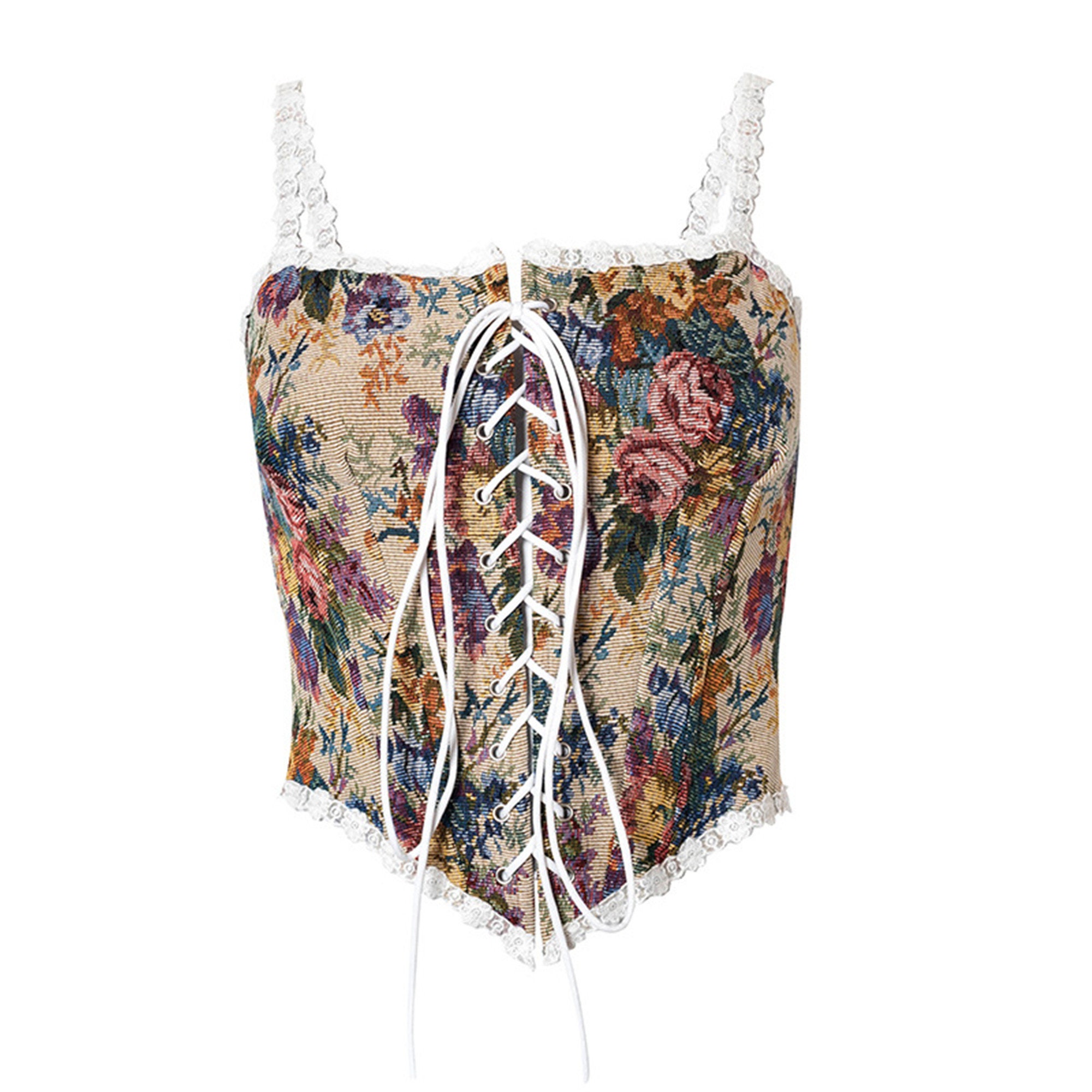 Floral Embroidered Corset Vintage Floral Corset Lace Corset Etsy