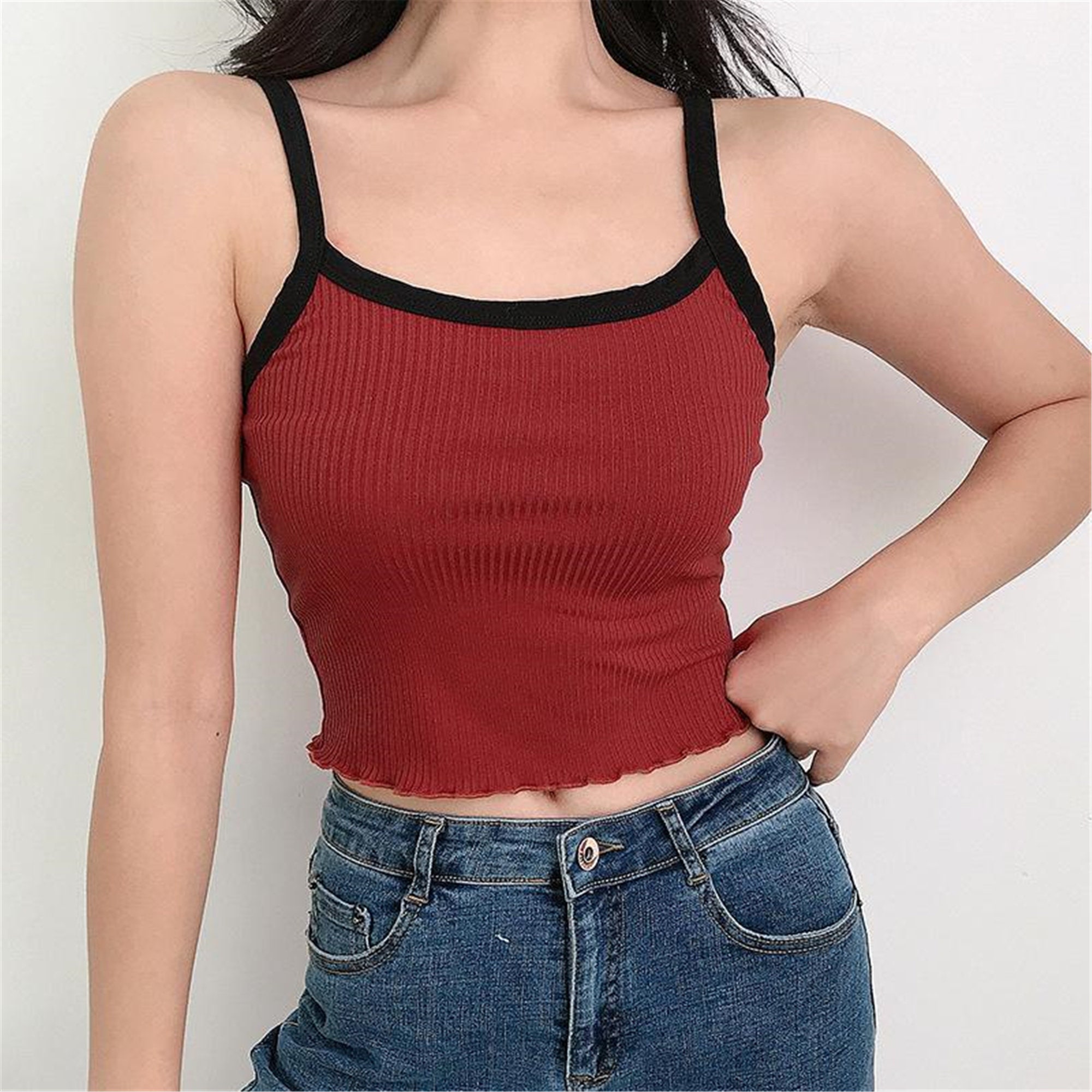 cropped red tank