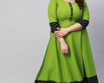 Indian Dress XXXL 3XL 4XL 5XL 6XL Kurtis For Women Green Solid Straight Embroidered Kurta For Women Ethnic Wear Plus Size Kurta Women