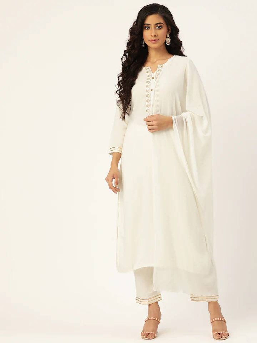 Buy Off White Mulmul Embroidered Resham Round Kurta Pant Set For Women by  Peenacolada Online at Aza Fashions.