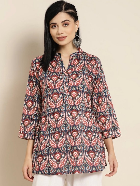 Buy RATNAVALI Short Kurti for Women| Cotton Rayon Embroiderd Work Short  Kurta | Women's Tunic Tops Online In India At Discounted Prices