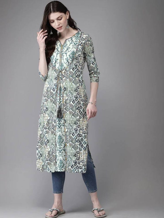 dress TEATA Green checks rustic cotton - Boho-Chic Clothing