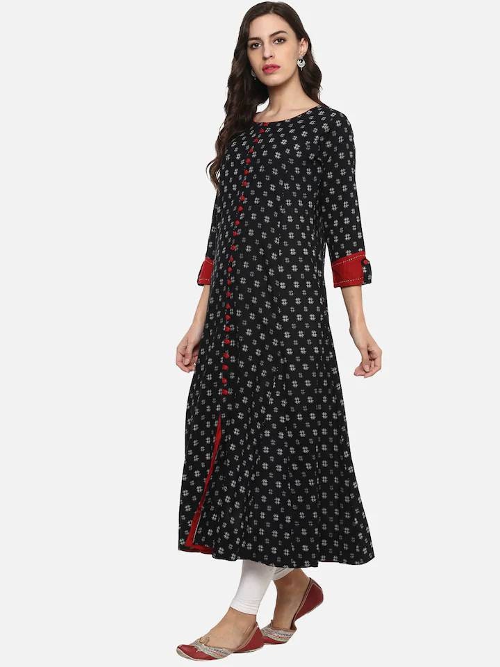 Kurta Women Plus Size Women Black & White Geometric Printed | Etsy