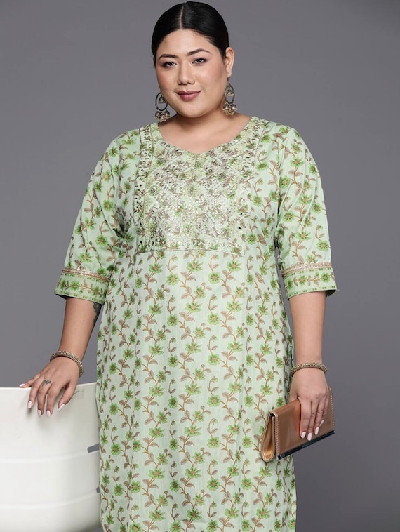 væv Gå forud finansiel Plus Size Indian Dress Plus Size Ethnic Floral Printed Kurta - Etsy Israel