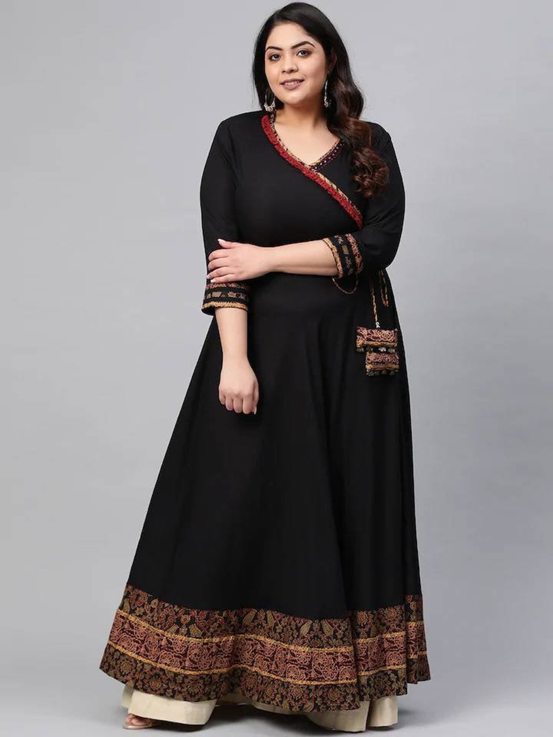 STK297-Stunning Black Color Anarkali Kurti Set with Pants and Yolk wor -  Sreya Trends LLC