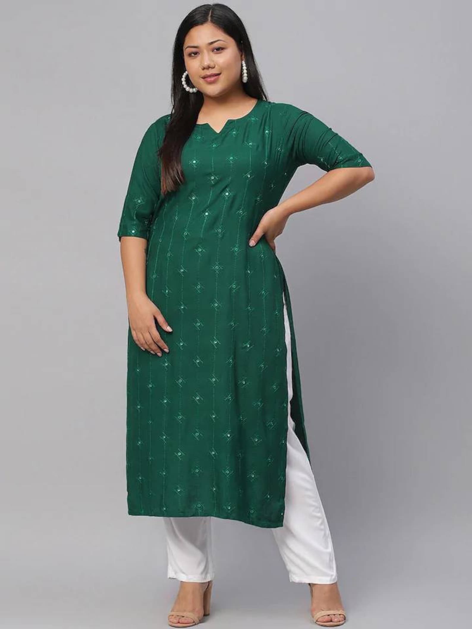 plus-size-kurta-women-green-embroidered-straight-kurta-for-etsy-uk
