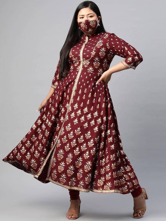 Anarkali Kurtis: Buy Printed Cotton Anarkali Kurti Online In India