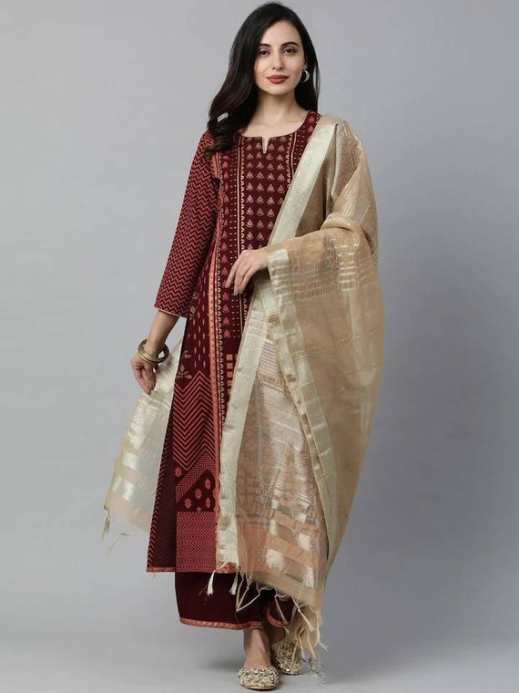 Buy Black Printed Crepe Straight Kurta With Trousers & Dupatta Online at  Rs.1139 | Libas