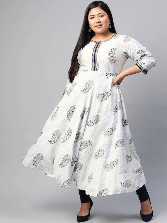 Buy Blue Big Size Anarkali Kurti Online on Rutbaa at Best Price