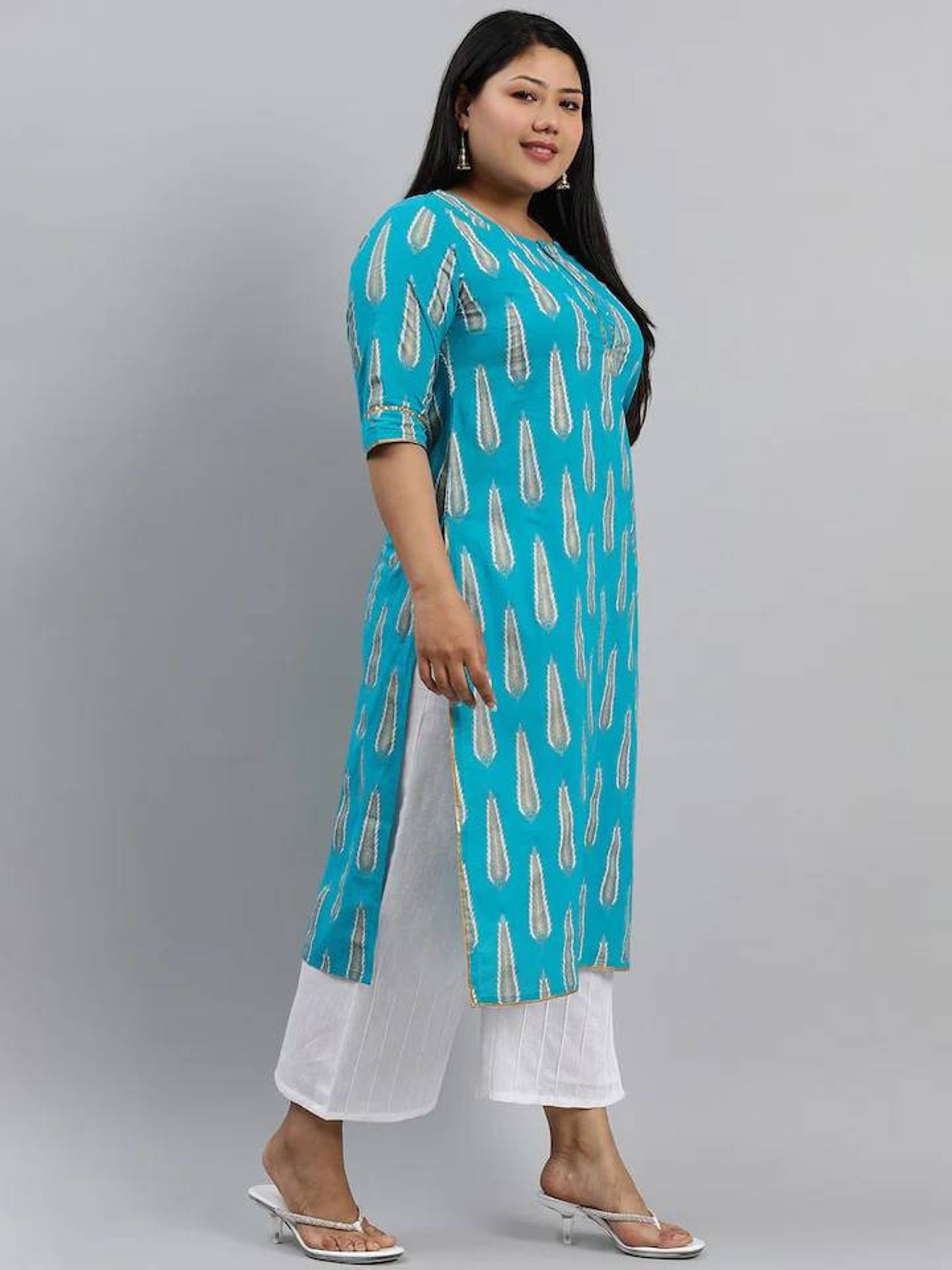 plus-size-kurta-women-pure-cotton-blue-ethnic-motifs-printed-etsy