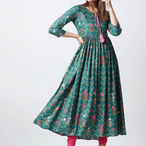 Women Kurta Kurti Indian Pakistani Designer Plus Long Tunic Dress S 4XL Top only 