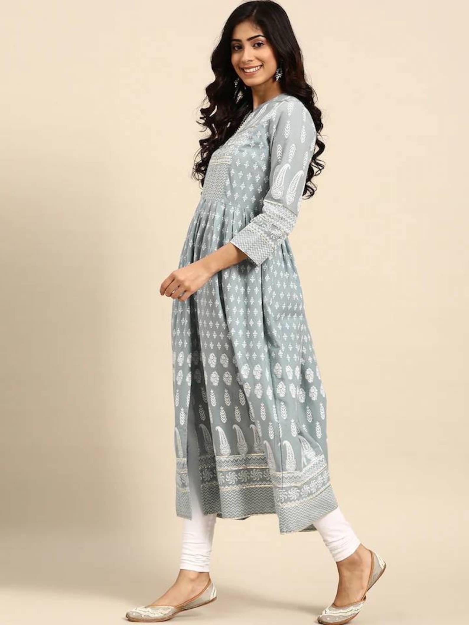 plus-size-kurta-women-pure-cotton-grey-ethnic-motifs-print-etsy