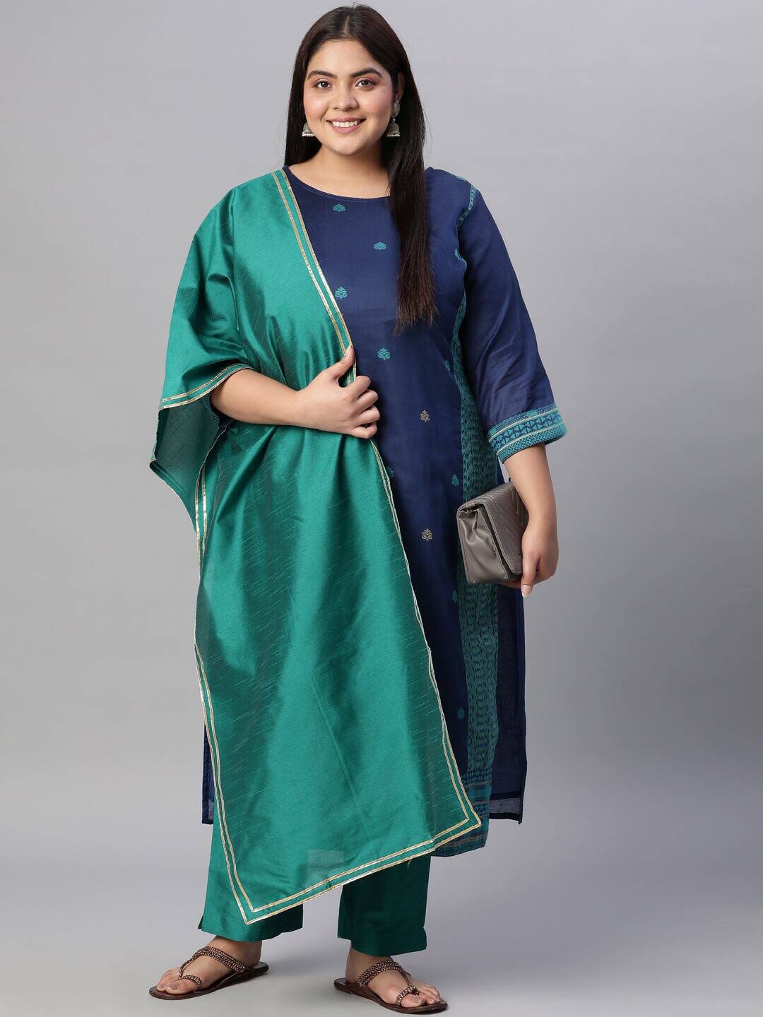 Plus Size Indian Dress Blue Embroidered Layered Kurti With - Etsy