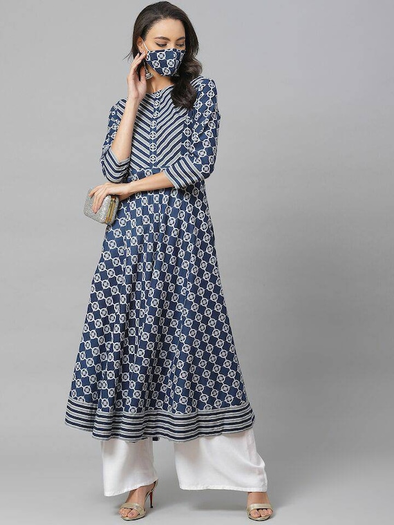 Navy Blue Printed Kurti 7331808.htm - Buy Navy Blue Printed Kurti  7331808.htm online in India