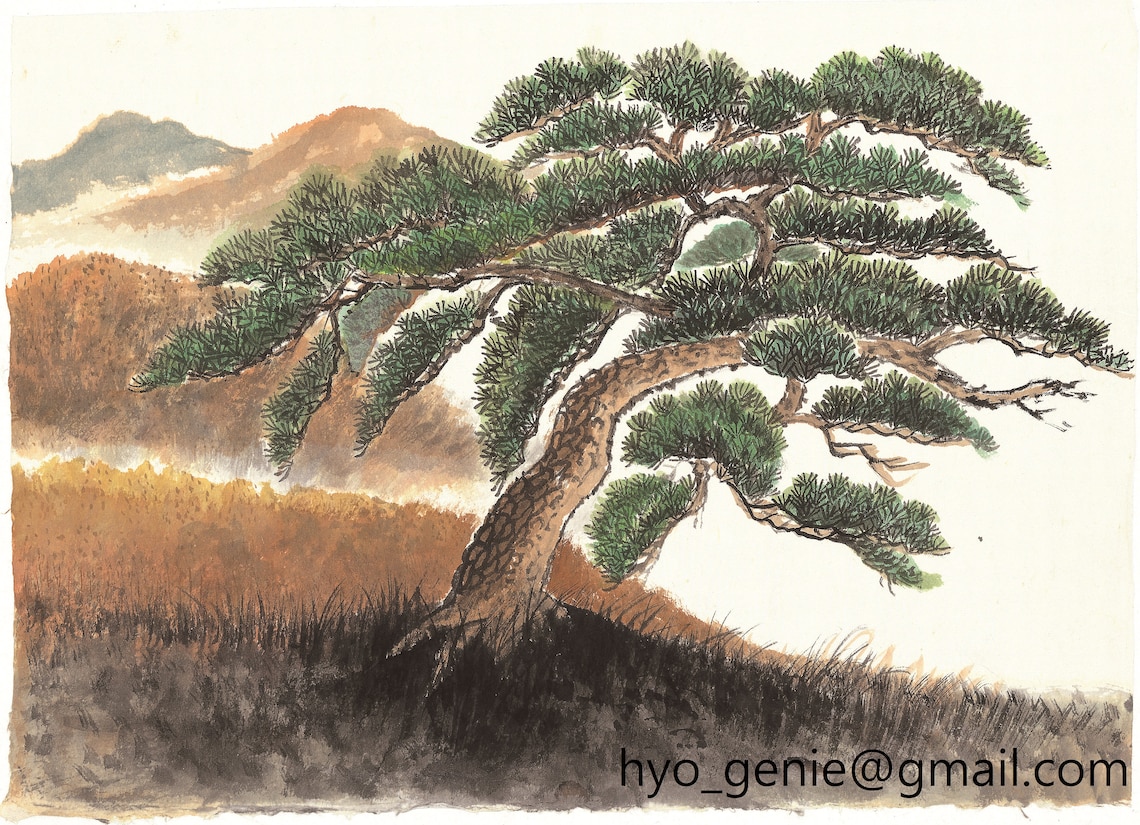 Painting of One Korean Red Pine/ printable | Etsy