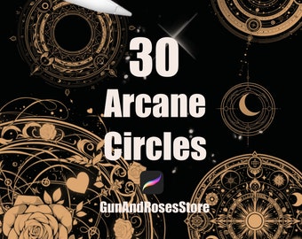30 Círculos Arcanos para Procriar - Selos do Universo Esotérico, Círculos Mágicos, Zodíaco, Uso Comercial Incluído, Ilustração Digital