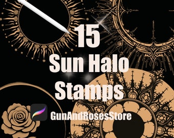 Procreate Sun Halo Stamps Moldura Gótica Procreate Moldura Rococó Majestic Digital Art Zodíaco Clipart Moldura Barroca Ornamento Procreate