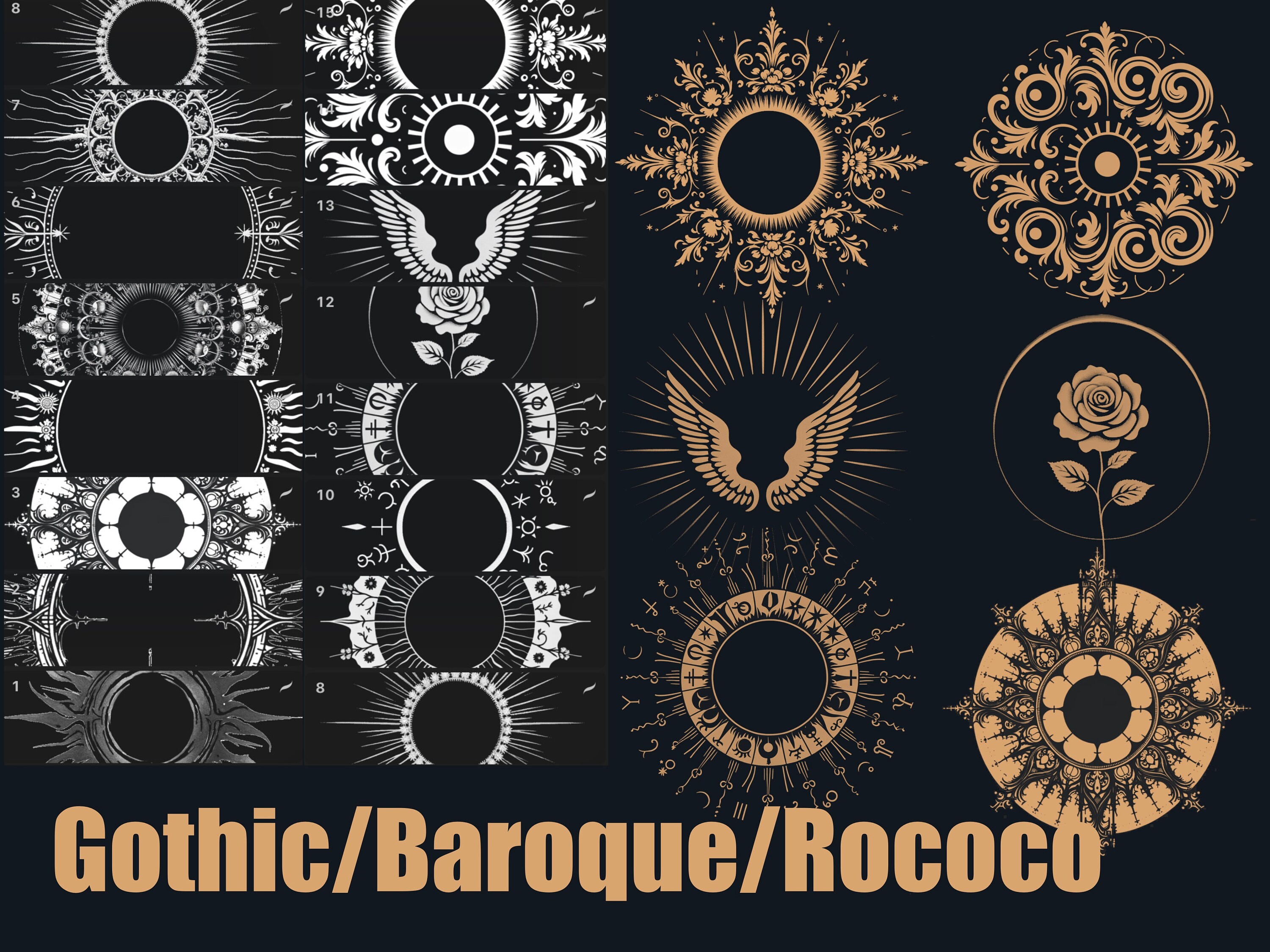 Rococo Sun Procreate Sun Halo Stamps Gothic Frame Procreate Rococo Frame Majestic ...