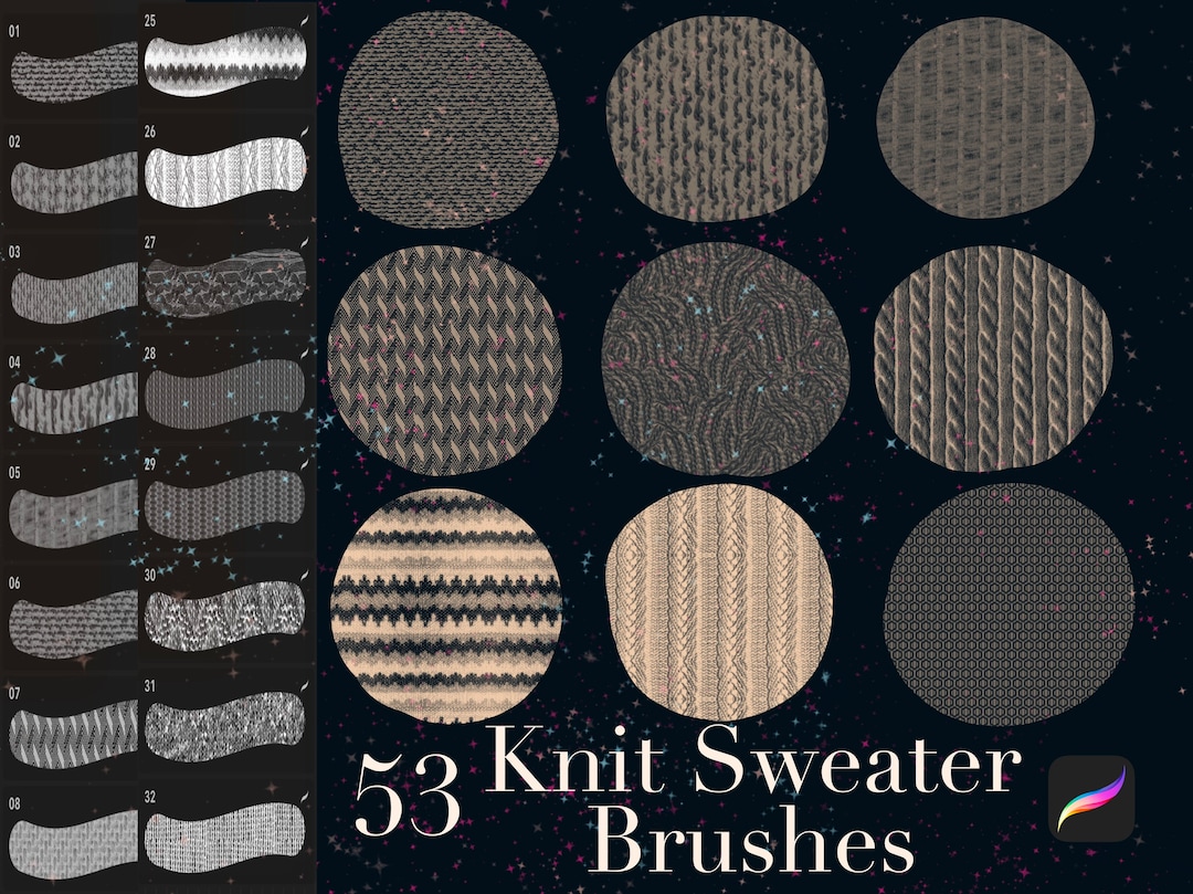 50 Seamless Knit Fabric Texture Brushes for Procreate Procreate Stamps