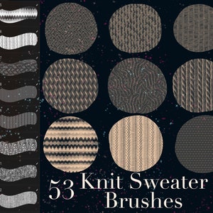 50+ Seamless Knit Fabric Texture Brushes for Procreate - Procreate Stamps, Procreate Stamps, Procreate Fabric, Clothing Brushes, Sweaters