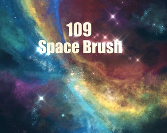 109 Conjunto de pincéis espaciais para Procreate, carimbos de elementos de galáxia, pincéis de carimbos de estrelas, pincel de brilhos, lua crescente, nuvens, céu noturno