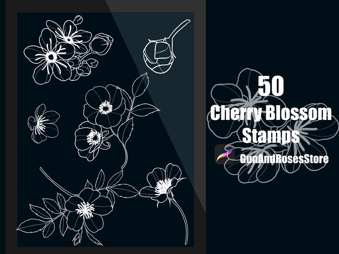 50 Cherry Blossom Petals Stamps for Procreate - Procreate Brush ...