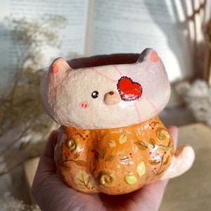 Pumpkin Cat Halloween Pot / Halloween Gift / Houseplants Pot / Cute Planter / Home Decor Apartment Decor / Animal Planter / Indoor Planter image 9