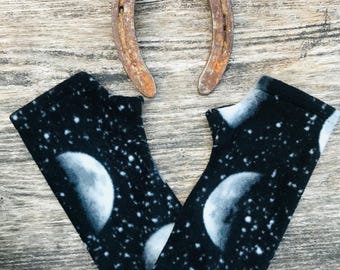The Ultimate Handwarmers ~ Moon Phases~ Fingerless Gloves ~ Handwarmers ~ Fleece ~ Warm ~ Work ~ Casual ~ Layers ~ Typing ~ Gift Idea