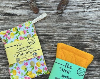The “ULTIMATE” and “SWELL” Sponge Pack ~ Sustainable ~ Combo ~ Dish Sponge ~ Unsponge ~ Zero Waste ~ Kitchen ~ Lemons ~ Gift Idea ~ Holidays