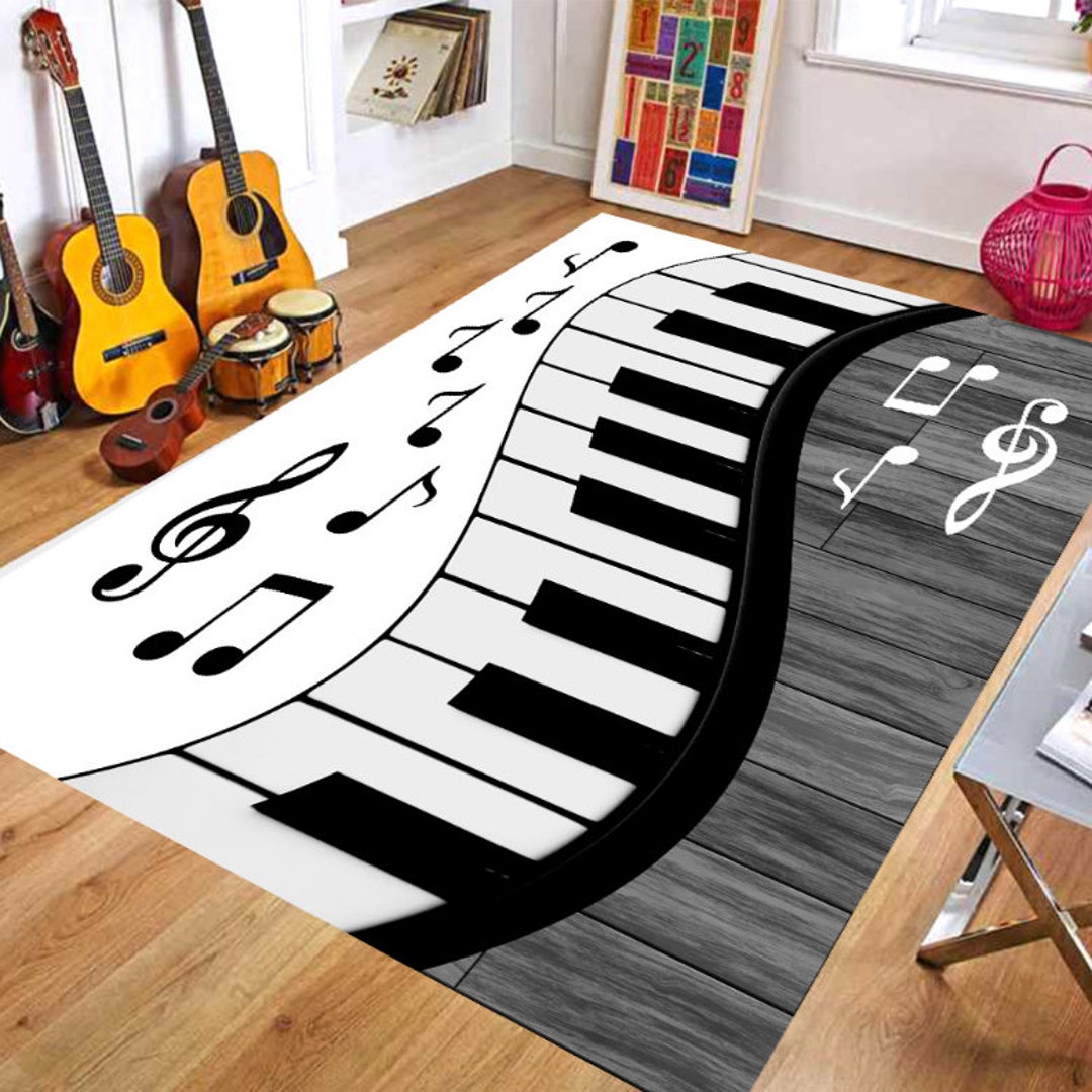 Machine Washable Non Slip Rug - Music Piano Area Rug - Piano Shaped ...