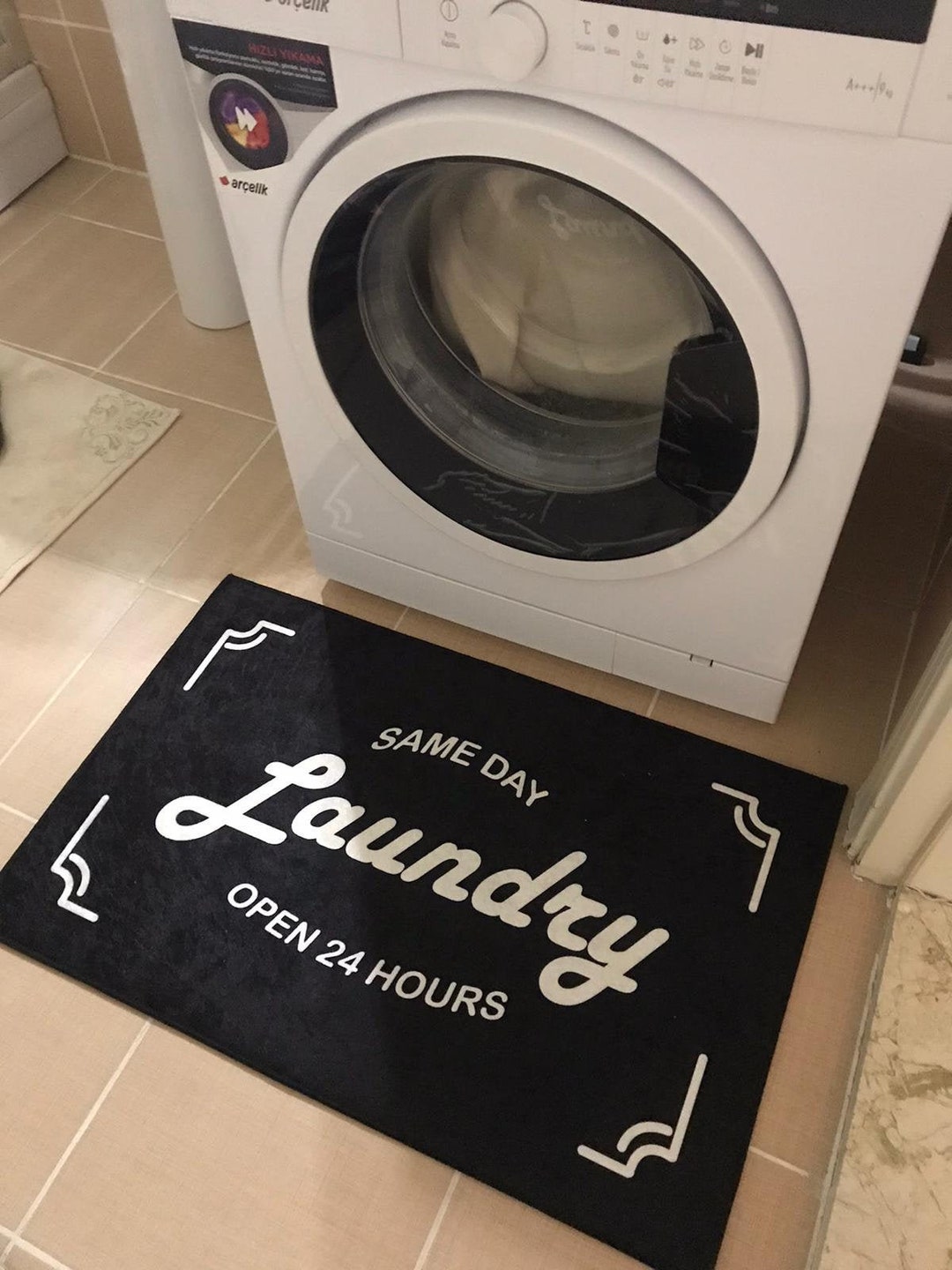 Non Slip Machine Washable Bathroom Rug, Mat, Decorative Laundry Room ...