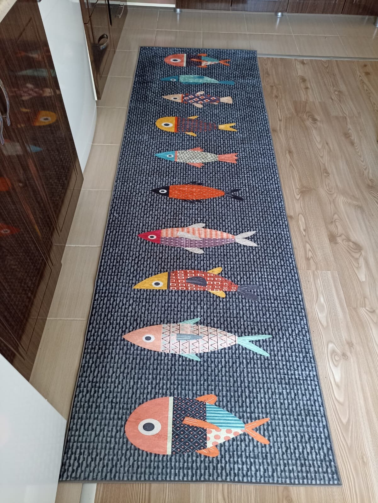 Fish Pattern Kitchen Rug Decorative Hallway Carpet Machine Washable Non  Slip Kitchen Mat Mudroom Mat 