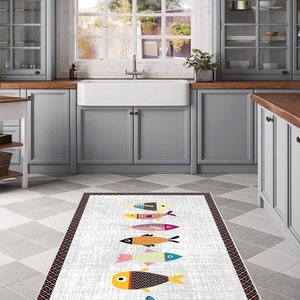 Modern Area Rugs Fish Pattern Kitchen Rug Decorative Hallway Carpet ...