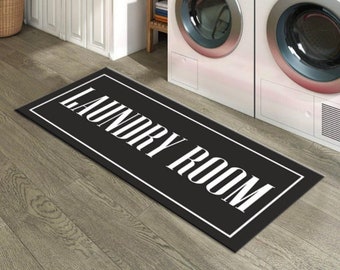 Non Slip Laundry Room Mat - Machine Washable Bathroom Rug - Soft Carpet - Decorative Laundry Room Rug