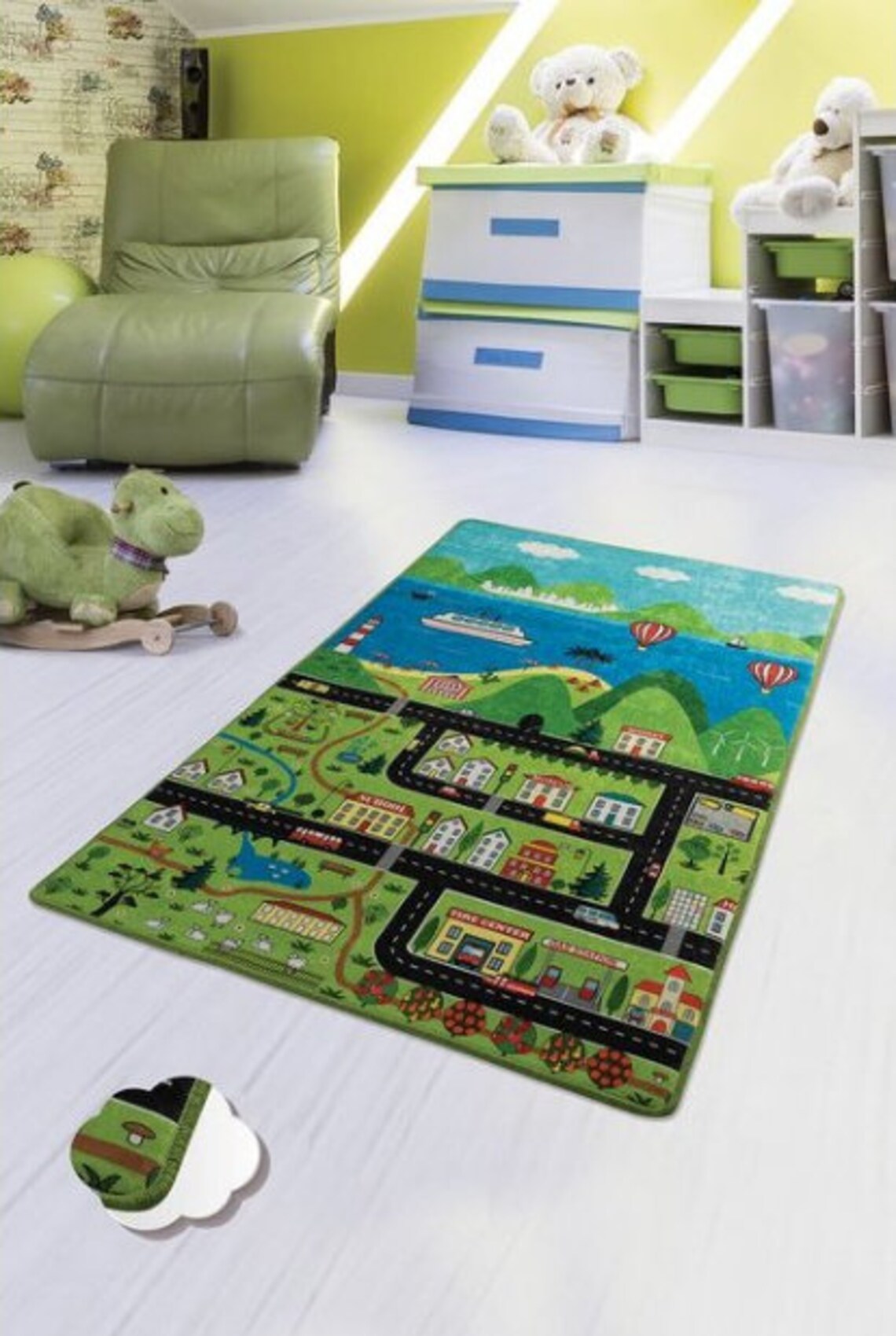 Non Slip Based Kids Rug / Washable Play Kids Mat / Nursery Rug Etsy