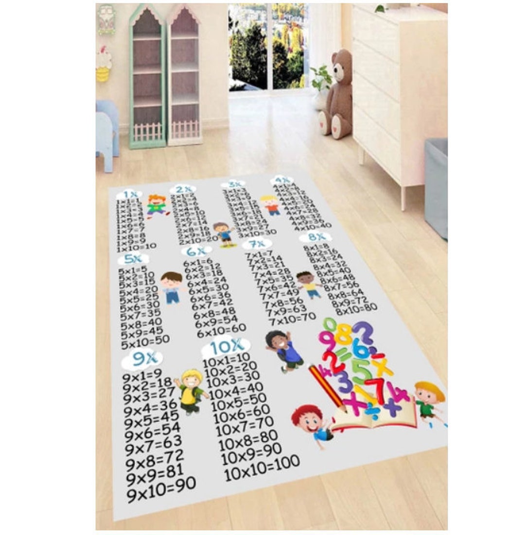 Educational Multiplication Table Patterned Digital Printed Carpet - Non ...
