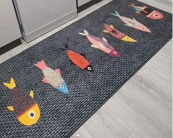 Door & Bath Rug Stylish Designs 23x15 Fish Pattern Gray Area Rug Decorative Kitchen Mat Door & Bath Rug Stylish Designs 23x15 Fish Pattern Gray Area Rug Decorative Kitchen Mat