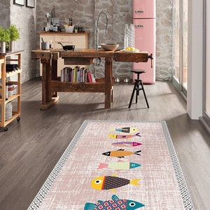 Modern Area Rugs Fish Pattern Kitchen Rug Decorative Hallway Carpet ...