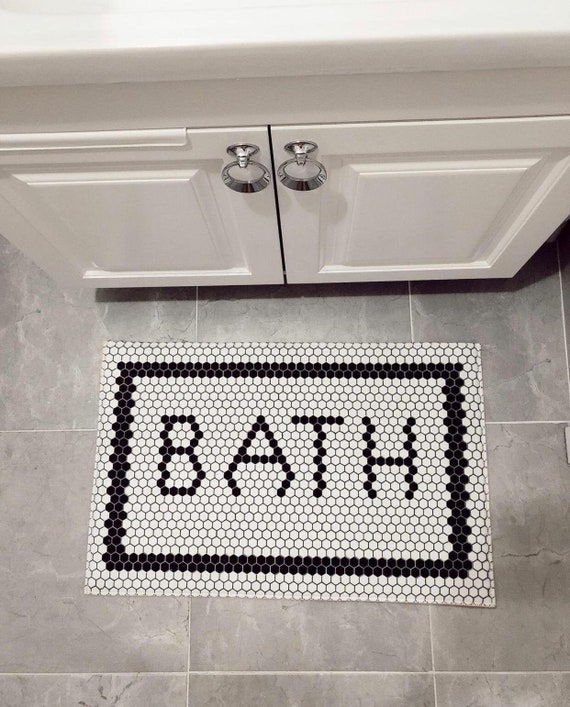 Black and White Bath Rugs Bathroom Rugs Set Bath Mat Flatwoven