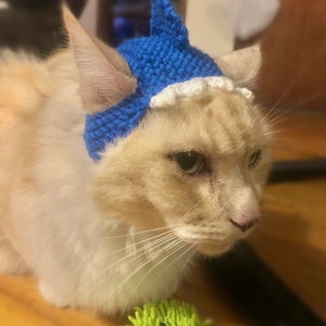 Shark Cat Hat baby shark novelty knitted crochet kitty beanie handmade blue jaws image 3