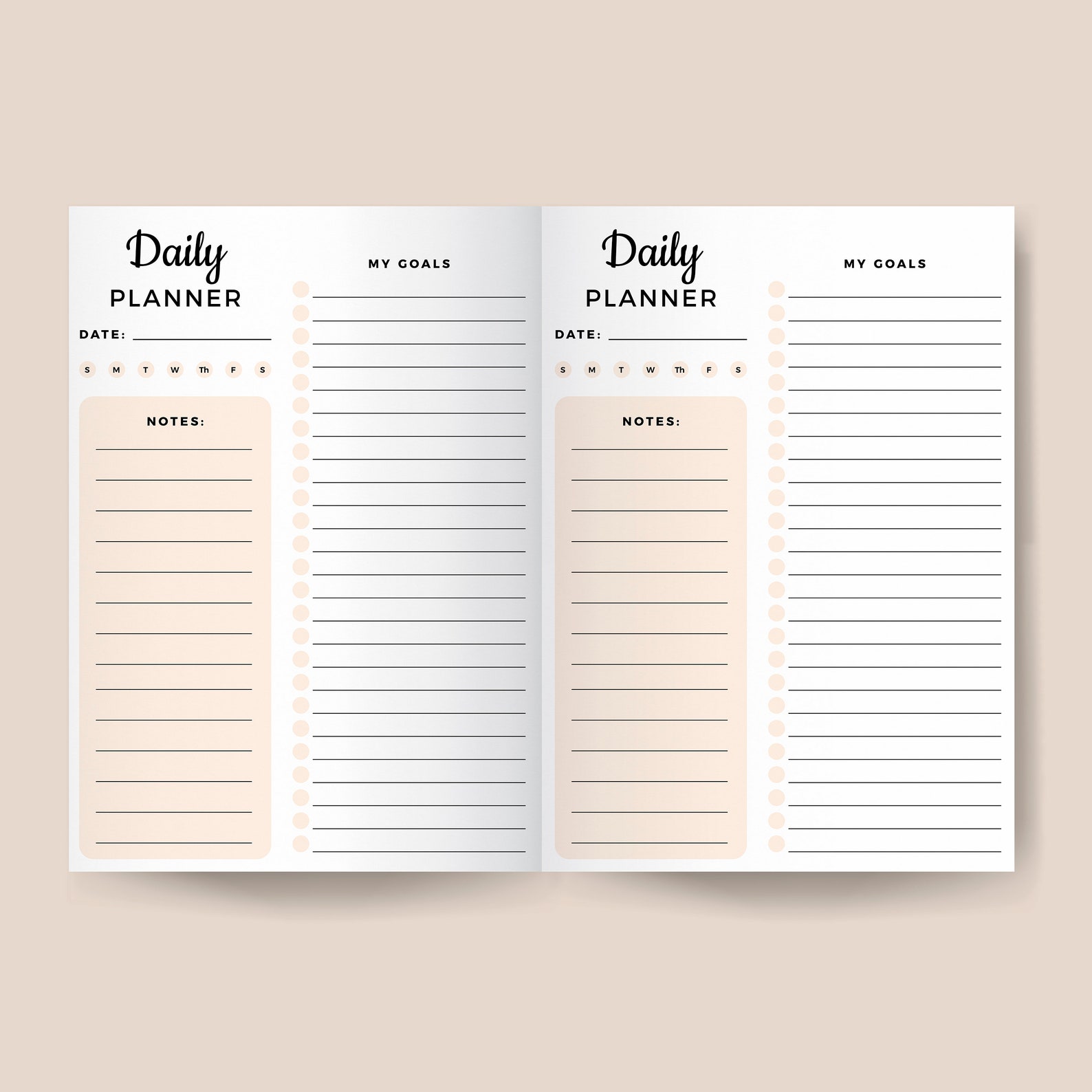 Daily Planner Printable Journal Notebook A4 Digital KDP Etsy