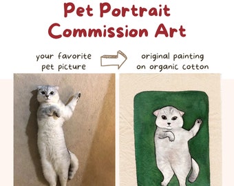 CUSTOM Pet Wall Art  | Your Pet Portrait on Cotton Canvas | Original Handmade Pet Commission Art | Hand Painted Commission Drawing