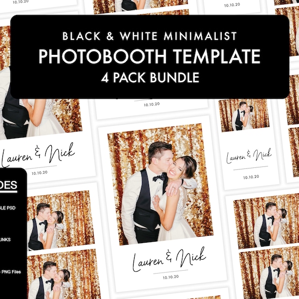 Minimalistisch Schwarz-Weiß Foto stand Vorlage (4Er Pack Bundle)