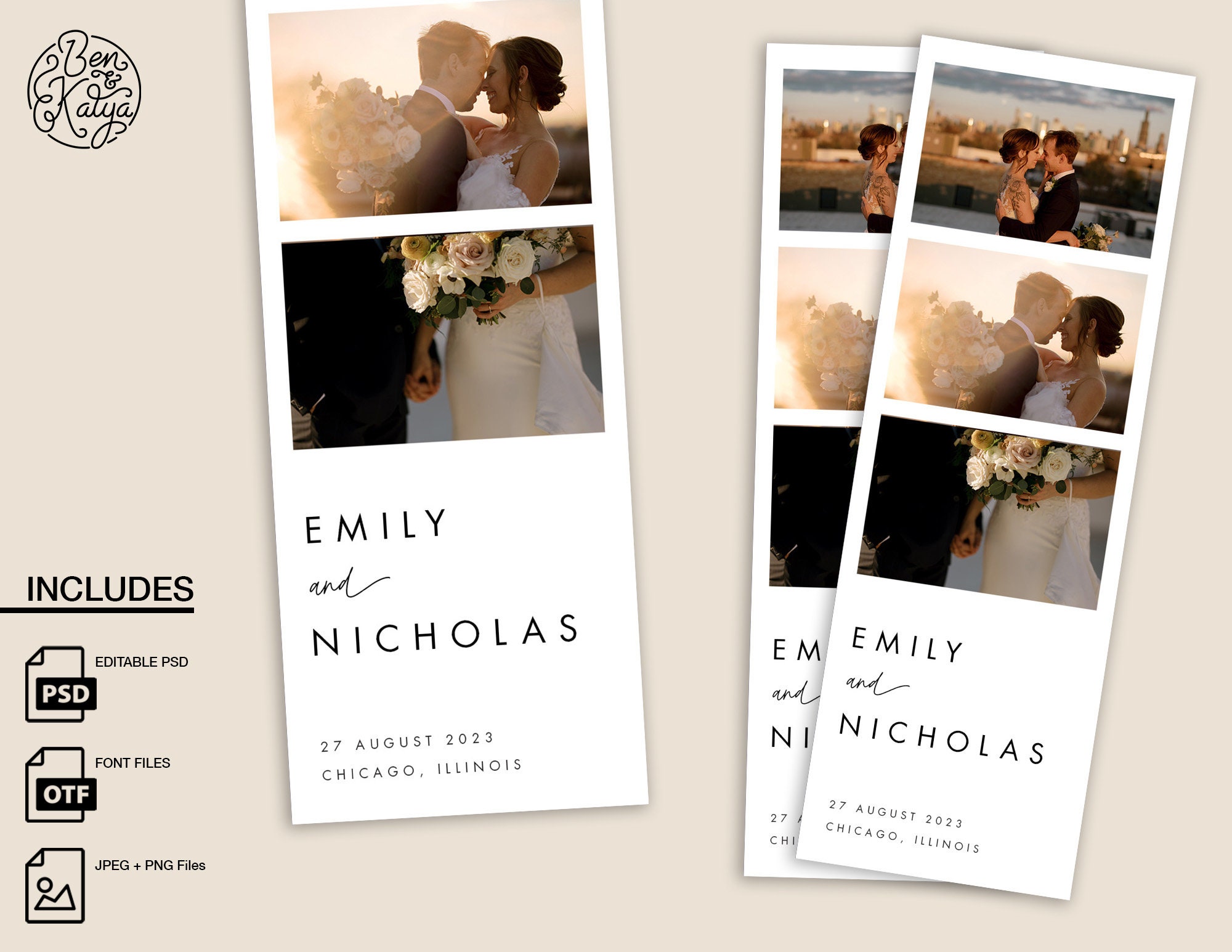 Photo Booth Strip Template, Minimalist Wedding Photo Booth Overlay, Photo  Booth Frame, 100% Editable Text, Templett, 2x6, 4x6 0026B-103PBC 
