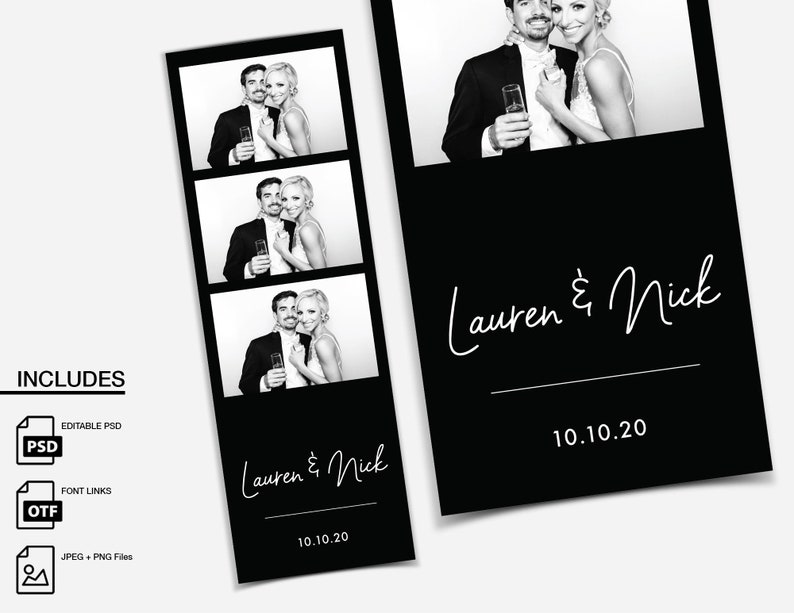 Simple Black and White Photo Booth Template Black Etsy
